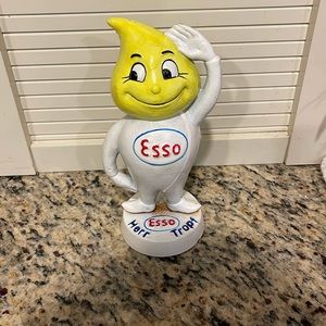 Cast Iron Esso Piggy Bank Oil Gas HEAVY Herr Tropf Mr Drip Man Cave Garage GQ